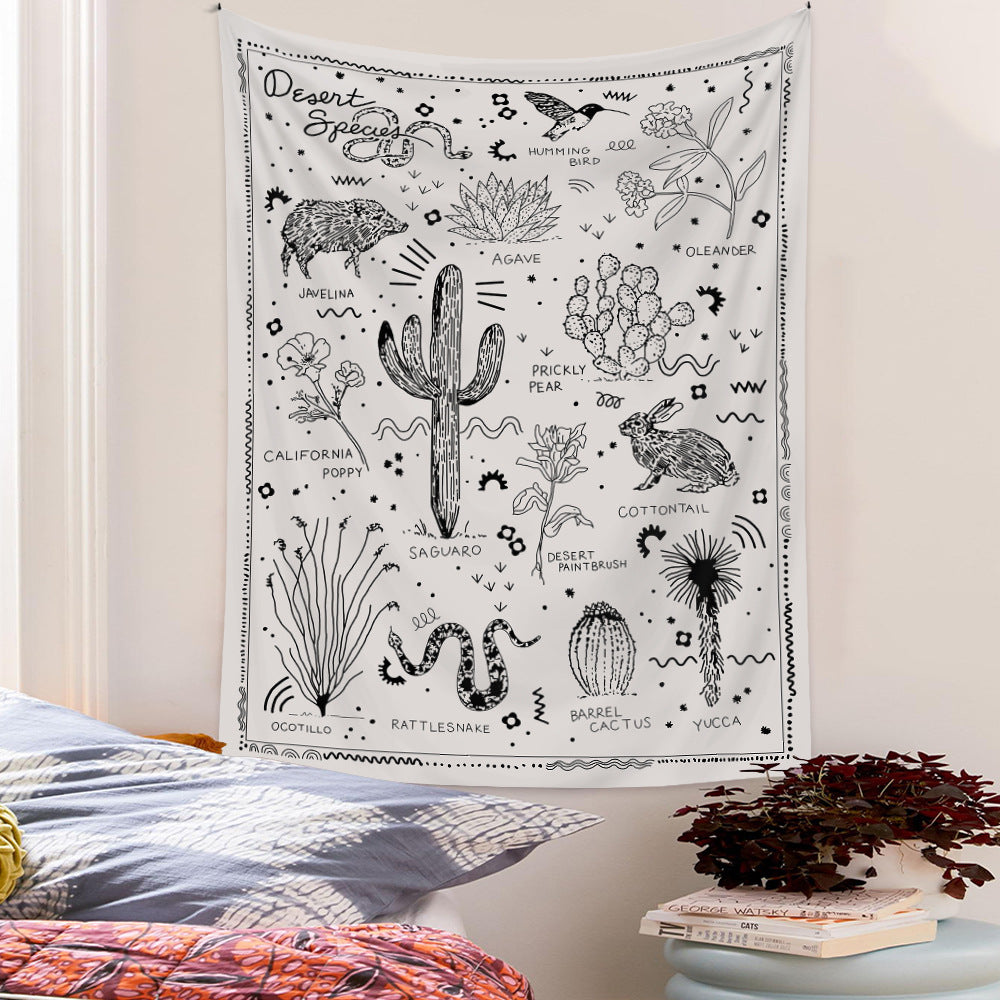 Boho Desert Décor, Cactus Tapestry Wall Hanging, Succulents Poster, Aesthetic Tapestry for Living Room Office Classroom Bedroom Dining