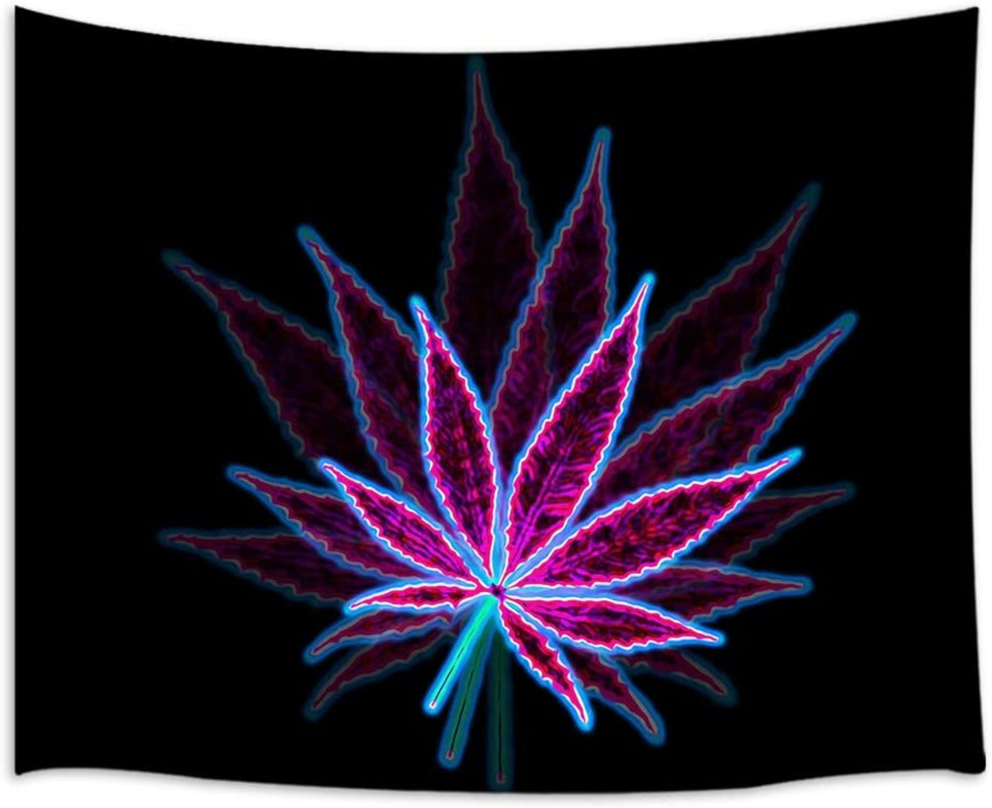 Trippy Weed Tapestry, Psychedelic Cannabis Leaf Wall Hanging,  Hippie Decor, Nature-Inspired Purple Black Tapestry for Dorm, Living Room