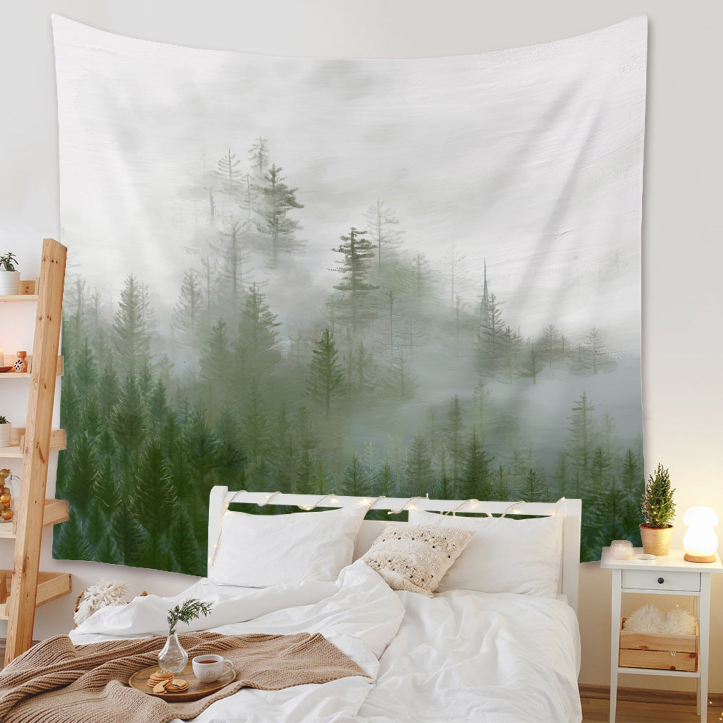 Misty Forest Art , foggy forest art, Forest Tapestry, Nature Tapestry, large dorm wall décor, psychedelic tapestry, for Bedroom Living Room