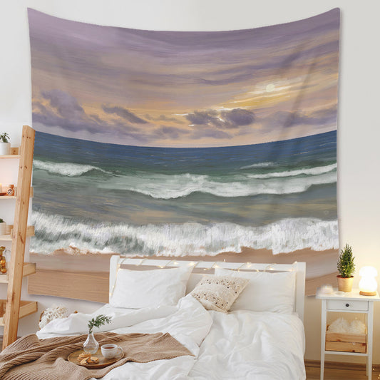 Ocean Wall Decor Tapestry, Beautiful Scenic Sea Sunset Wall Hanging, Perfect for Beach Rustic Decor, Surf Style or Coastal Décor, Office