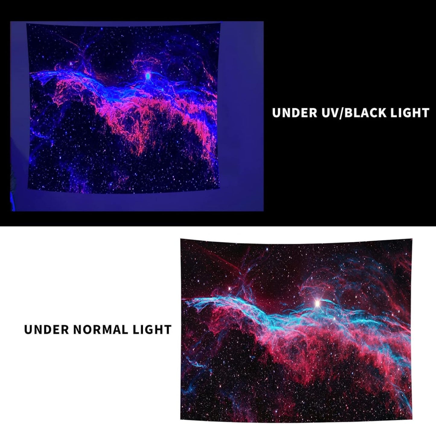 Black Light Tapestry, Space Tapestry, Starry Sky Wall Hanging, Psychedelic Galaxy Blacklight Poster, Trippy Uv Reactive