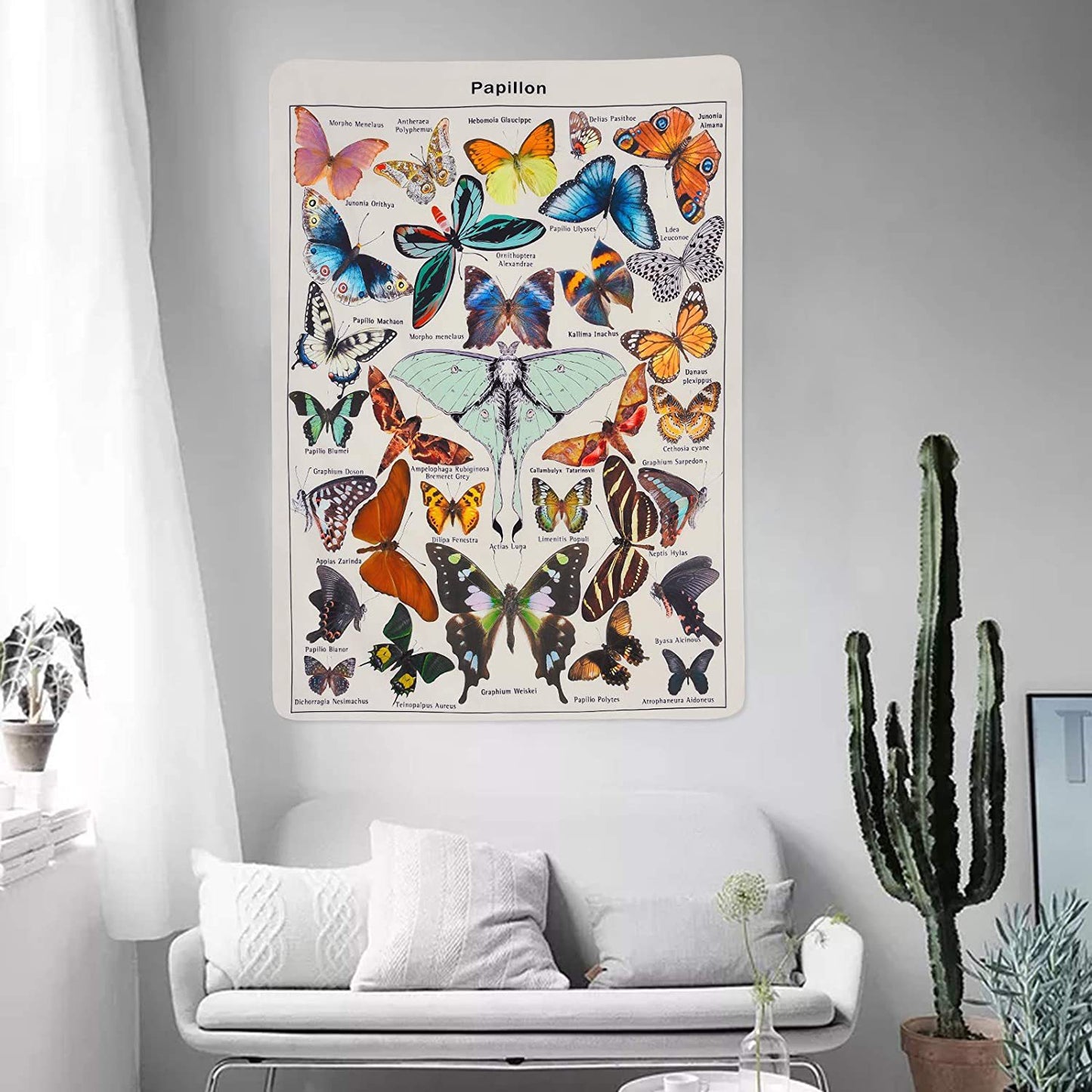 Papillons Butterfly Tapestry, Vintage Wall Hanging Mandala, Butterfly Chart, Butterfly Wall Art, Adolphe Millot Poster