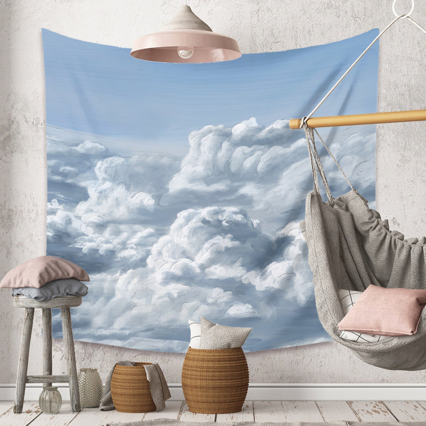 Sky Tapestry, Sun Blue Sky White Clouds Wall Hanging, serene wall art, Natural Nature Landscape Home Decor for Bedroom Living Room Dorm