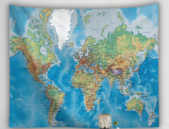 World Map Tapestry, Map Tapestry Wall Hanging, Modern Large Wall Decoration, Map Art, World Map Gift, for Living Room Bedroom Dorm