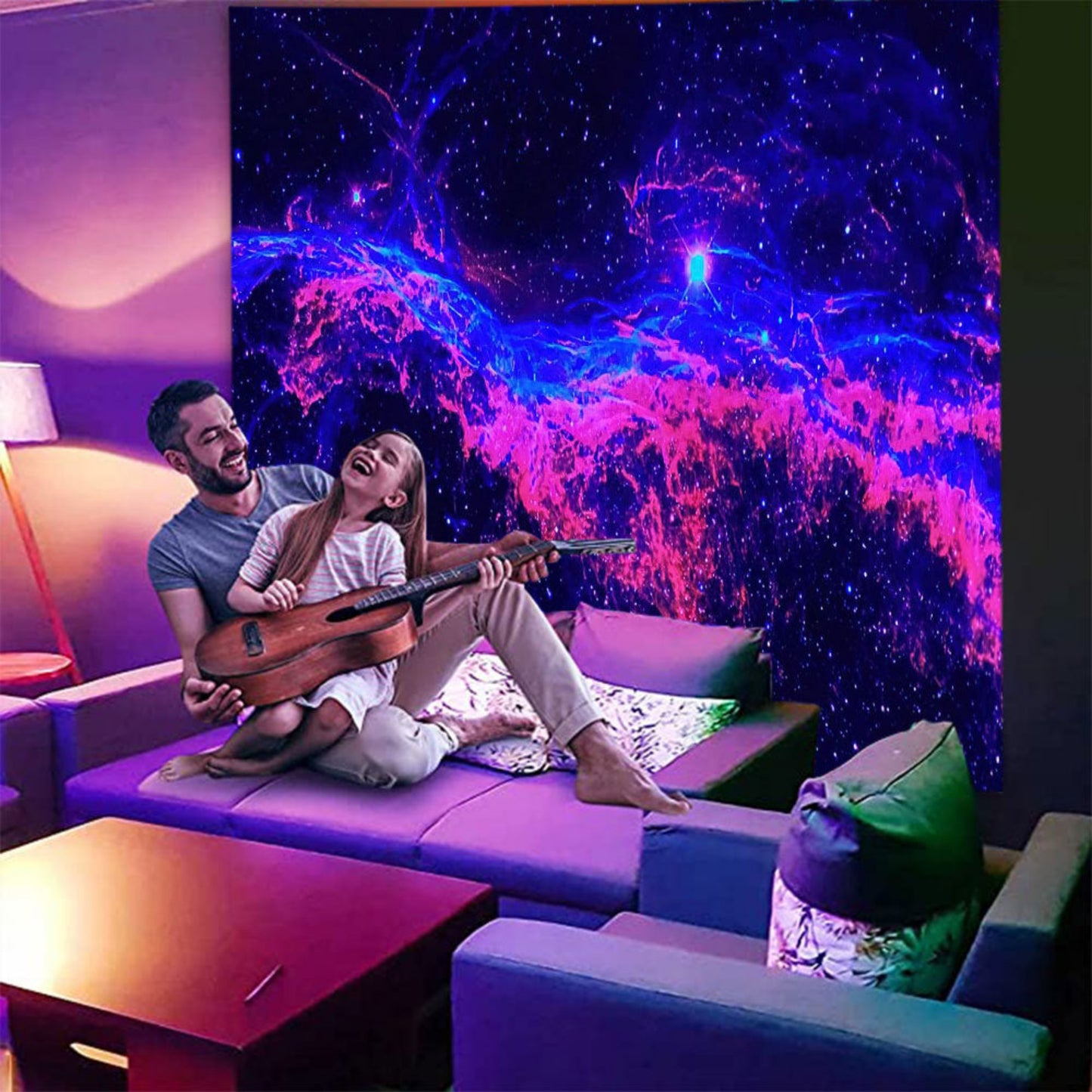 Black Light Tapestry, Space Tapestry, Starry Sky Wall Hanging, Psychedelic Galaxy Blacklight Poster, Trippy Uv Reactive