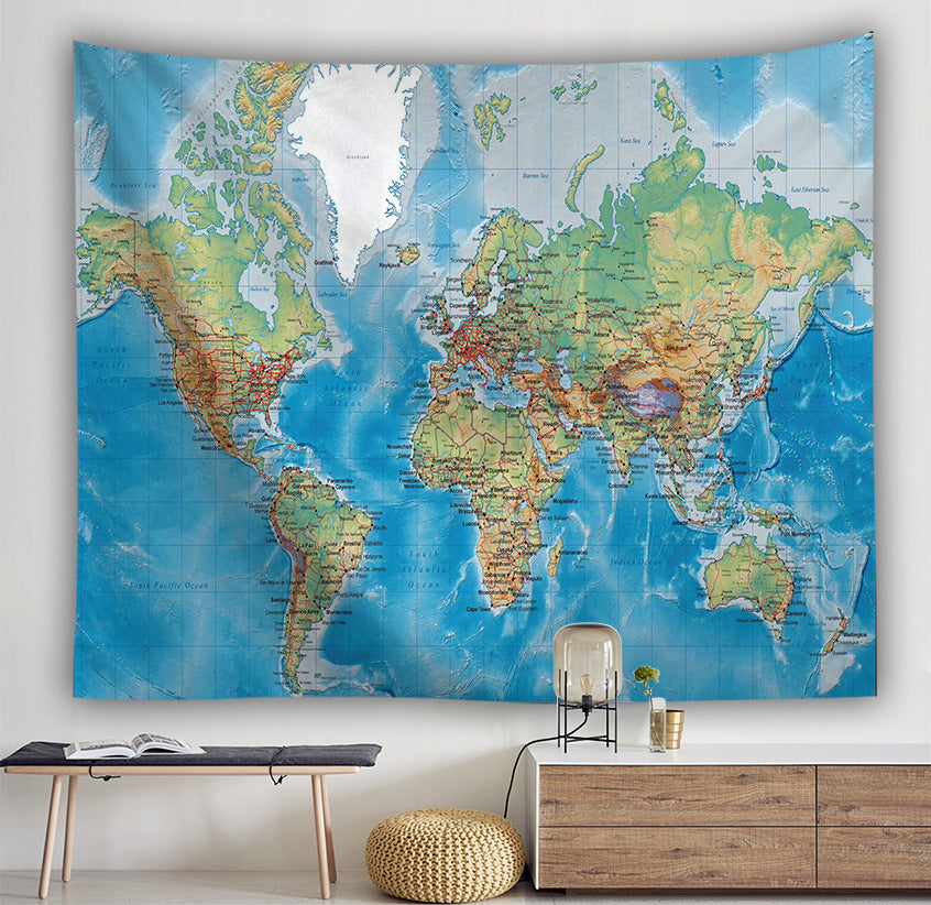 World Map Tapestry, Map Tapestry Wall Hanging, Modern Large Wall Decoration, Map Art, World Map Gift, for Living Room Bedroom Dorm