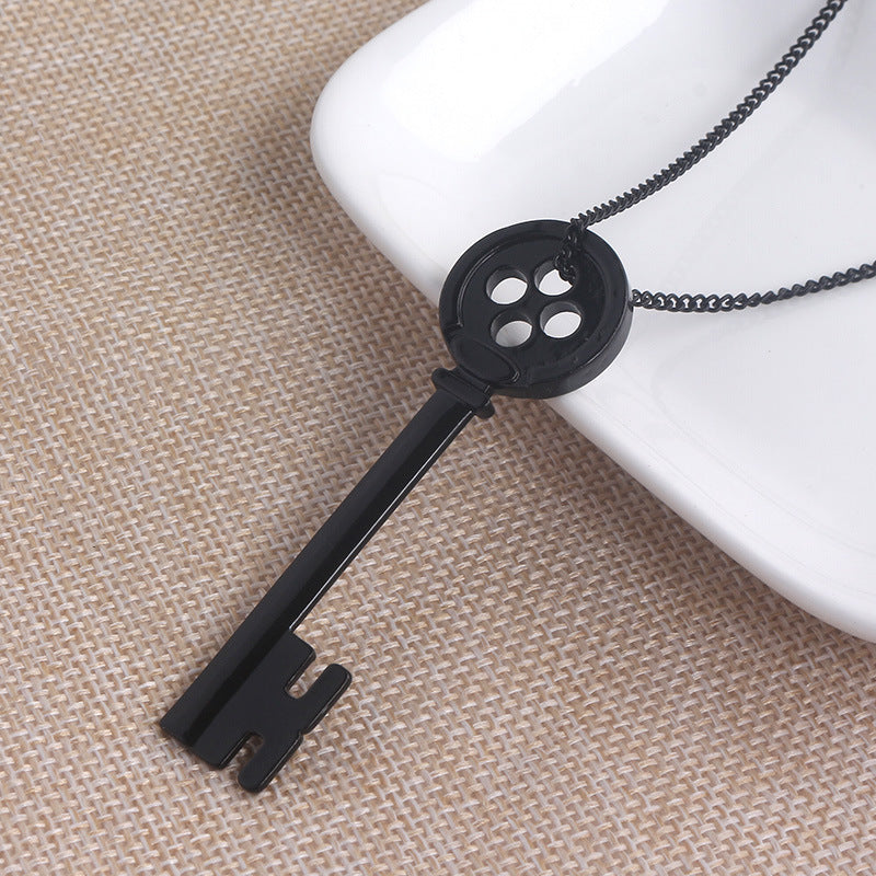 Stylish Black Key Necklace Inspired by Terror Movie Coraline Mother Cosplay Events Cosplay Key Necklace Pendants Black for Women