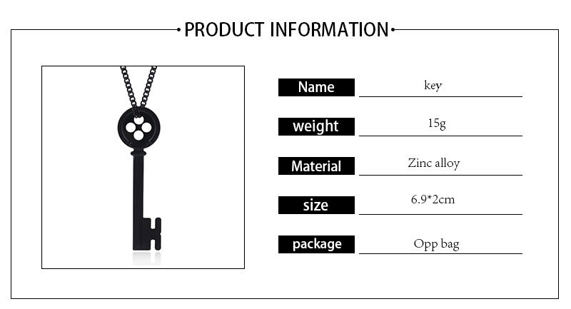 Stylish Black Key Necklace Inspired by Terror Movie Coraline Mother Cosplay Events Cosplay Key Necklace Pendants Black for Women