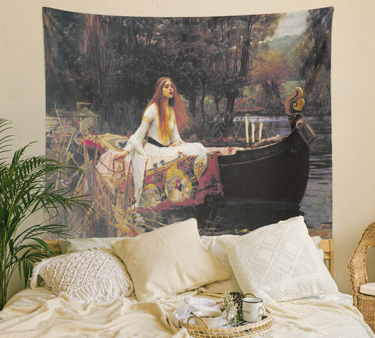 Lady of Shalott ,Waterhouse Art Print Portrait Vintage ,Tapestry Wall Hanging , Tapestries for Living Room, Bedroom, Dorm