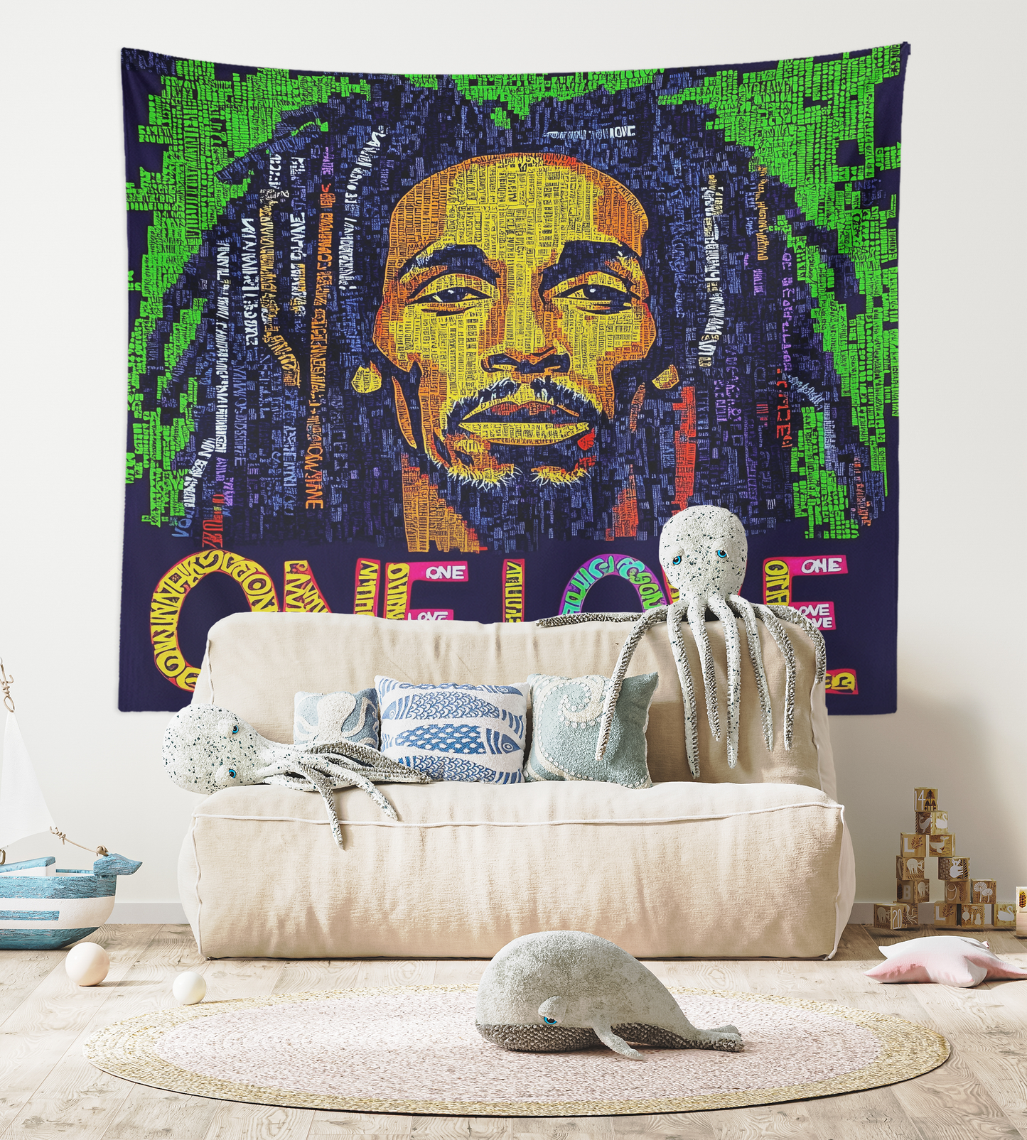 Bob Marley One Love Tapestry, Bob Marley One Love Wall Hanging, Bobmarley Quote Poster, Reggae Music Art, Rastafarian Flag for Dorm, Bedroom