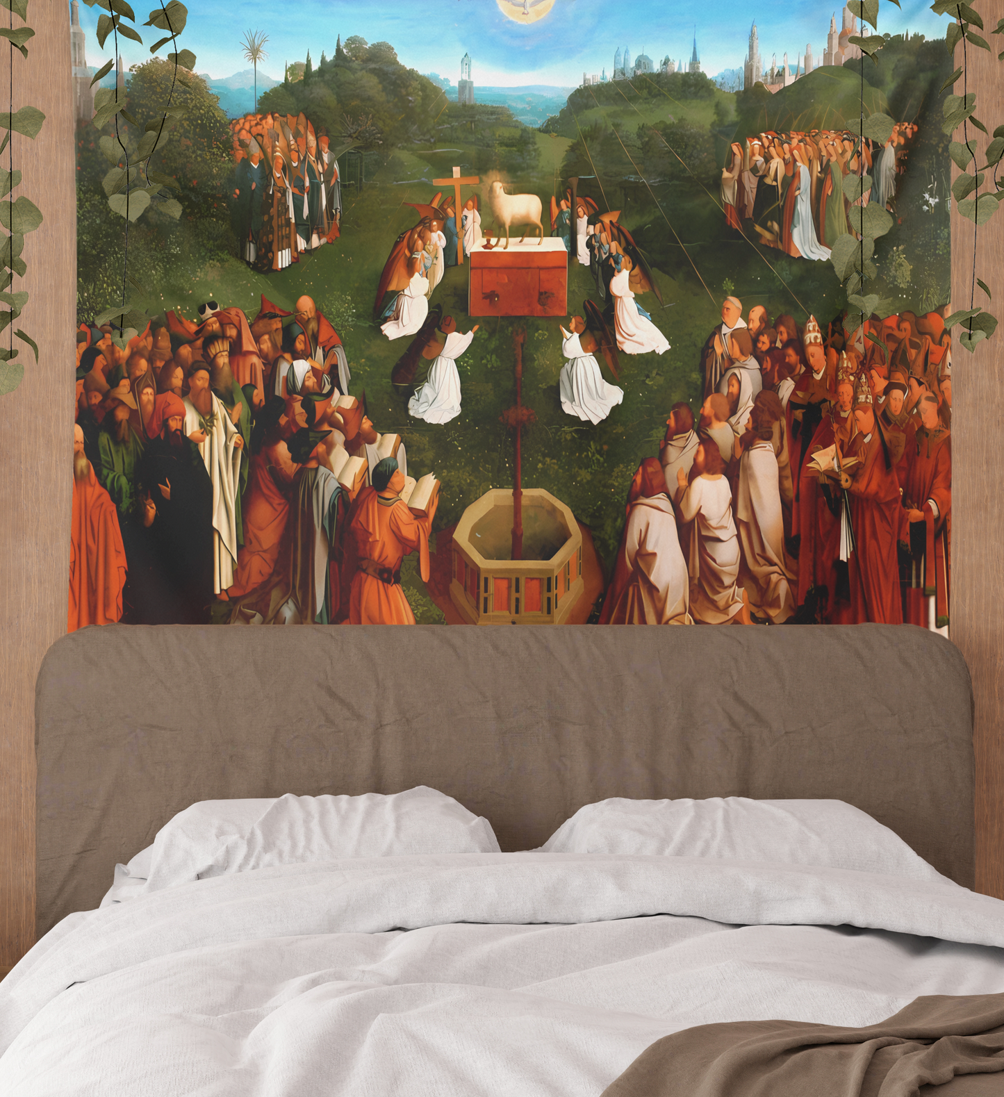 Jan Van Eyck, Ghent Altarpiece, Adoration of the Lamb Tapestry Wall Hanging, Famous Paintings Wall Art Print, Bedroom, Dorm