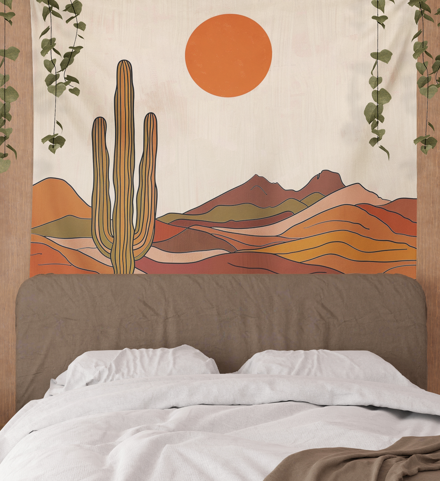 Boho Desert Landscape, Tapestry Wall Hanging, Desert Sun, Wall Art,  Abstract Mandala Print Décor  Living Room/Bedroom/College Dorm
