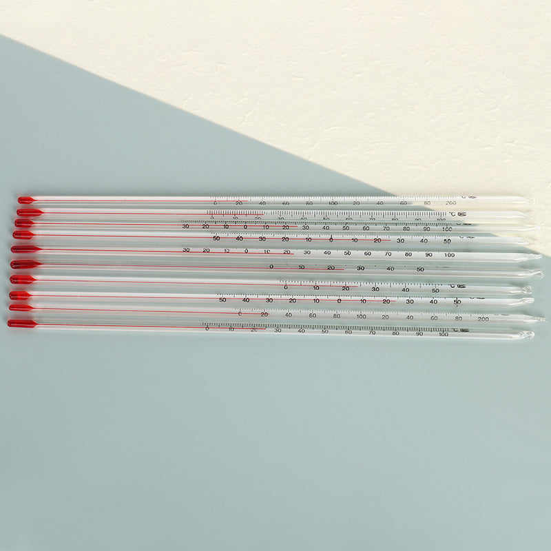 Factory supply red liquor kerosene glass thermometer 0-50-100-200 degrees 30cm stick red water thermometer