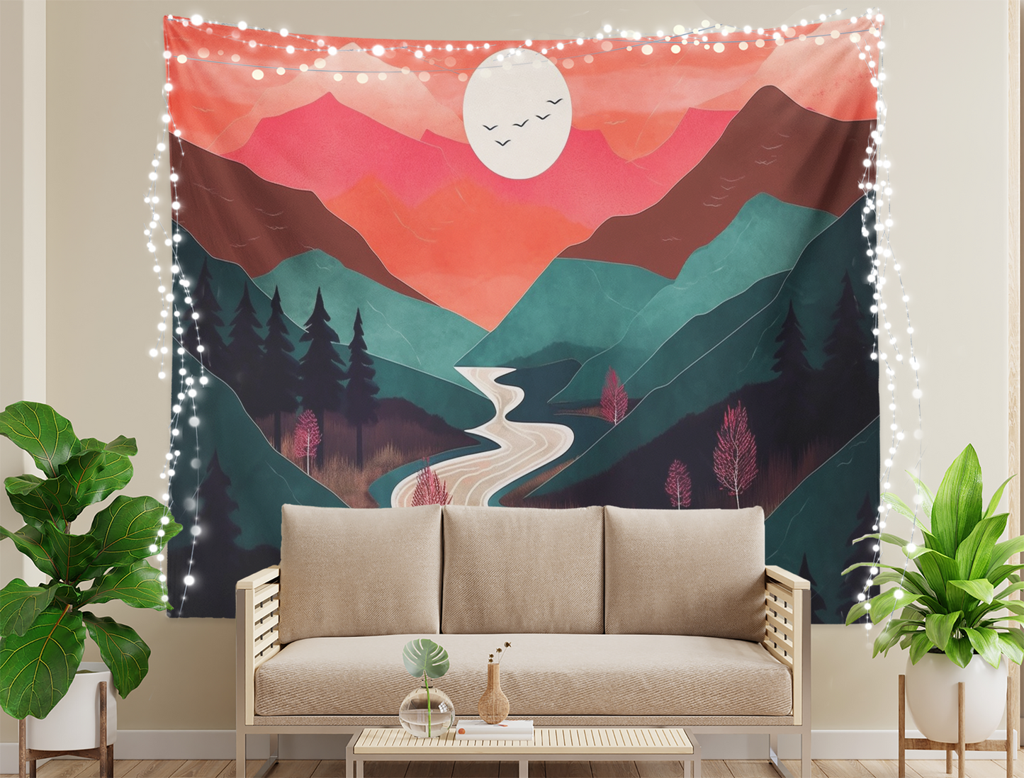 Nature Wall Tapestry, Mountain Tapestry, Scenic Landscape Hanging, Abstract Art Print, Boho Home Decor Aesthetics Bedroom Living Room Dorm