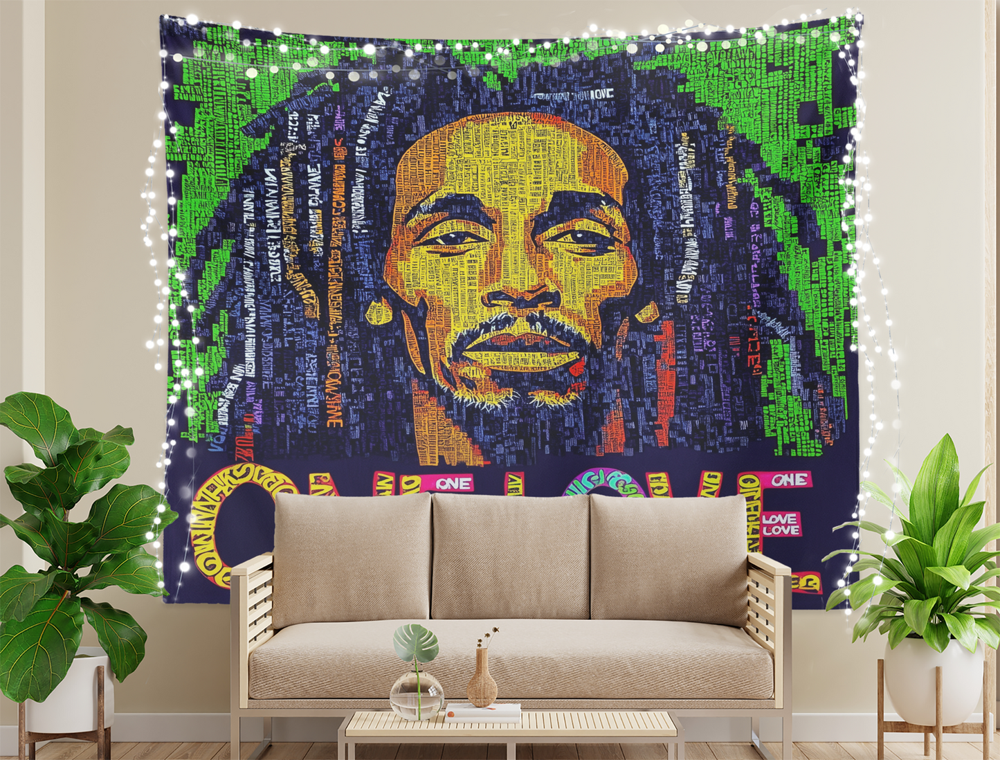 Bob Marley One Love Tapestry, Bob Marley One Love Wall Hanging, Bobmarley Quote Poster, Reggae Music Art, Rastafarian Flag for Dorm, Bedroom