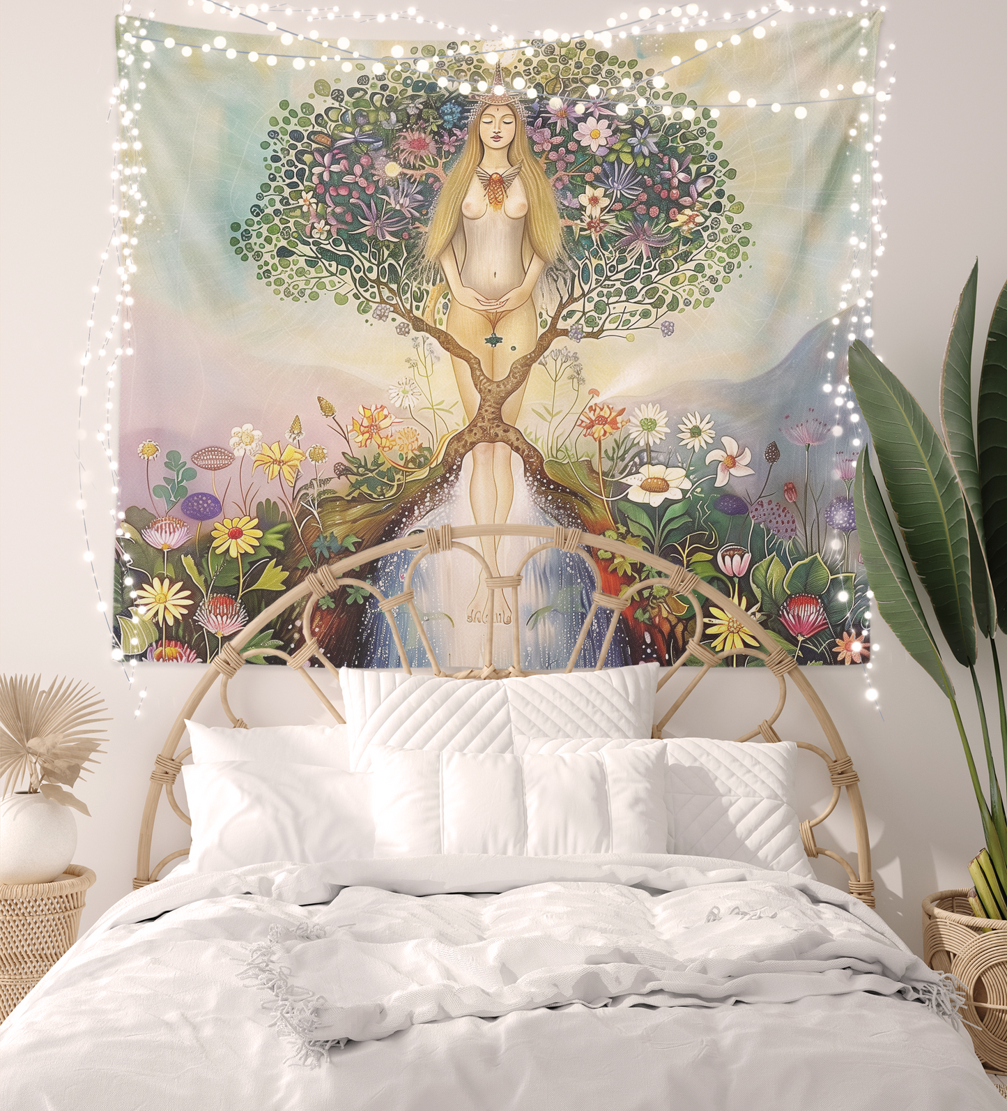Nude Woman, Tree Of Life Tapestry Wall hanging, Mandala, Erotica Artwork, Divine Feminine , Female Body, Aesthetic Wall Art