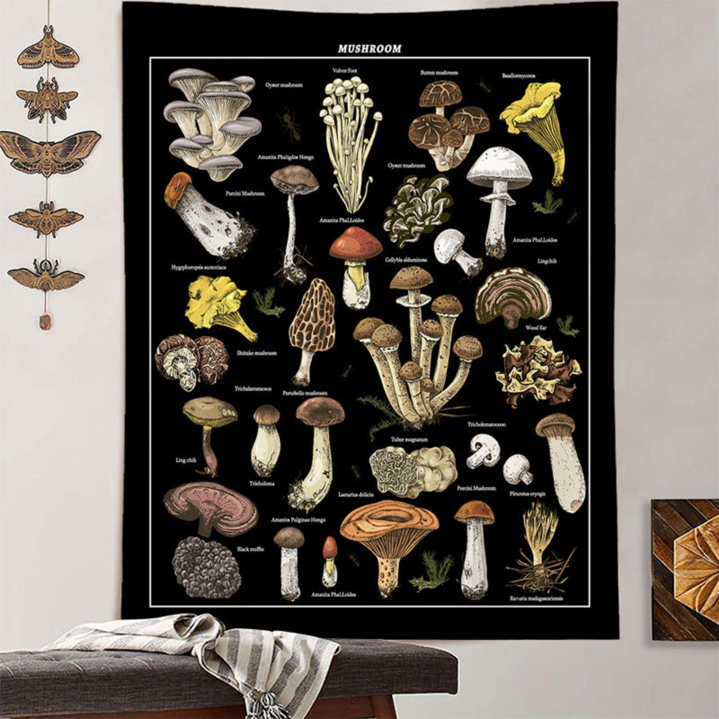 Mushroom Tapestry, Plant tapestry, Botanical Tapestry , Herbs Tapestry Wall Hanging, Tapestries for Kitchen Bedroom Living Room Dorm décor