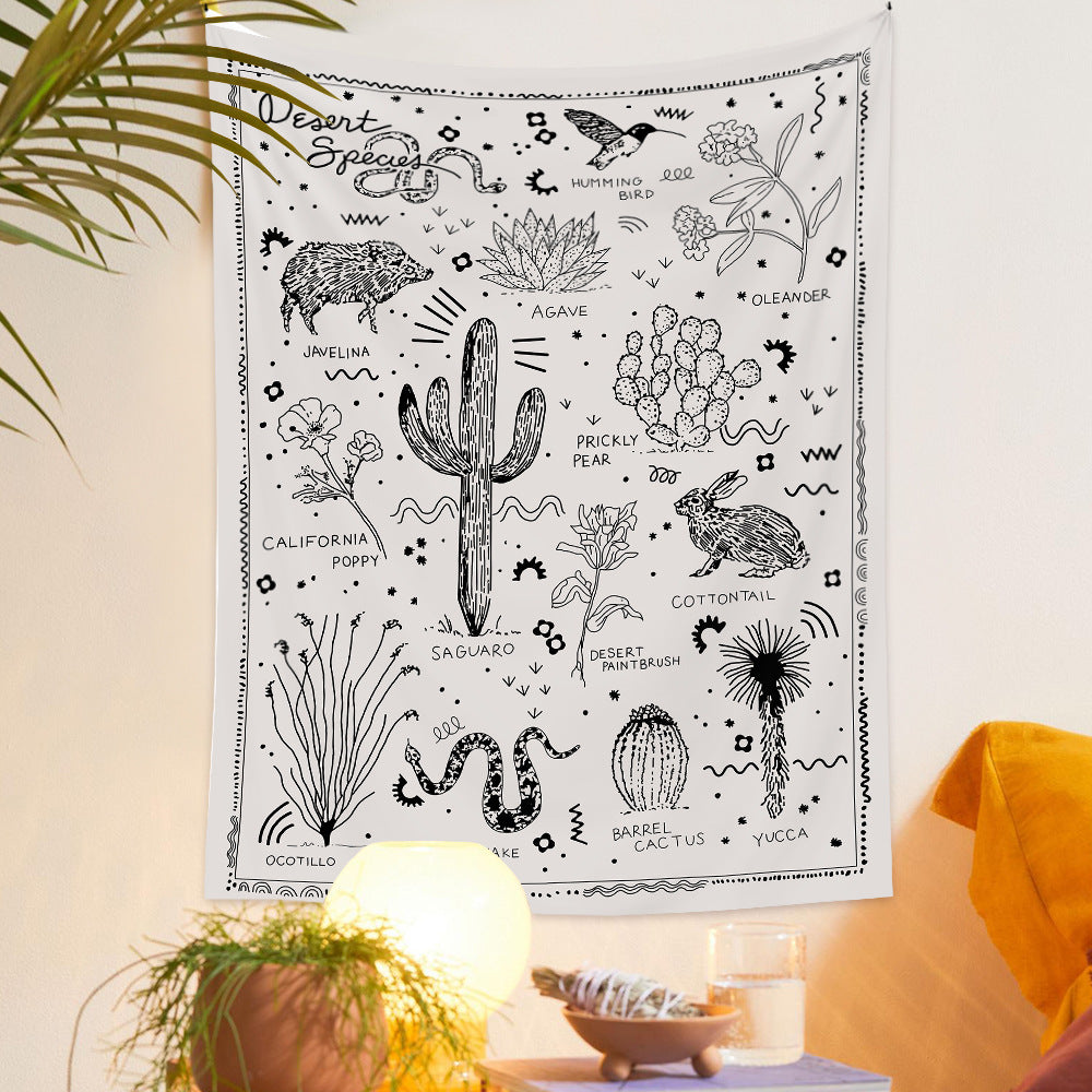 Boho Desert Décor, Cactus Tapestry Wall Hanging, Succulents Poster, Aesthetic Tapestry for Living Room Office Classroom Bedroom Dining