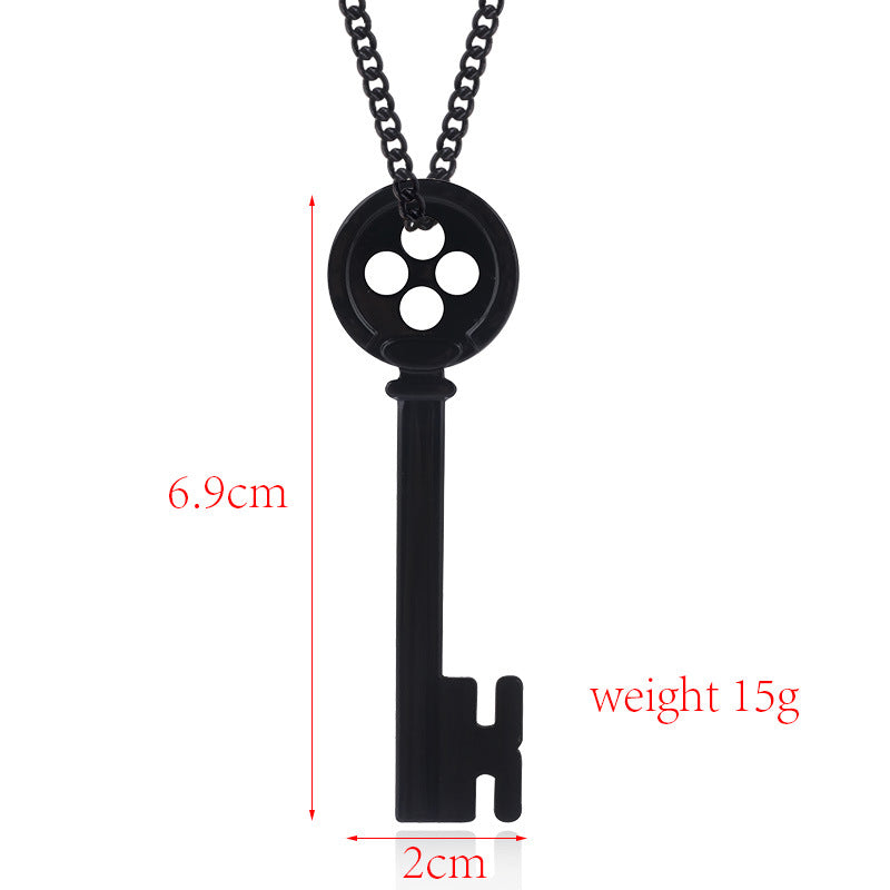 Stylish Black Key Necklace Inspired by Terror Movie Coraline Mother Cosplay Events Cosplay Key Necklace Pendants Black for Women