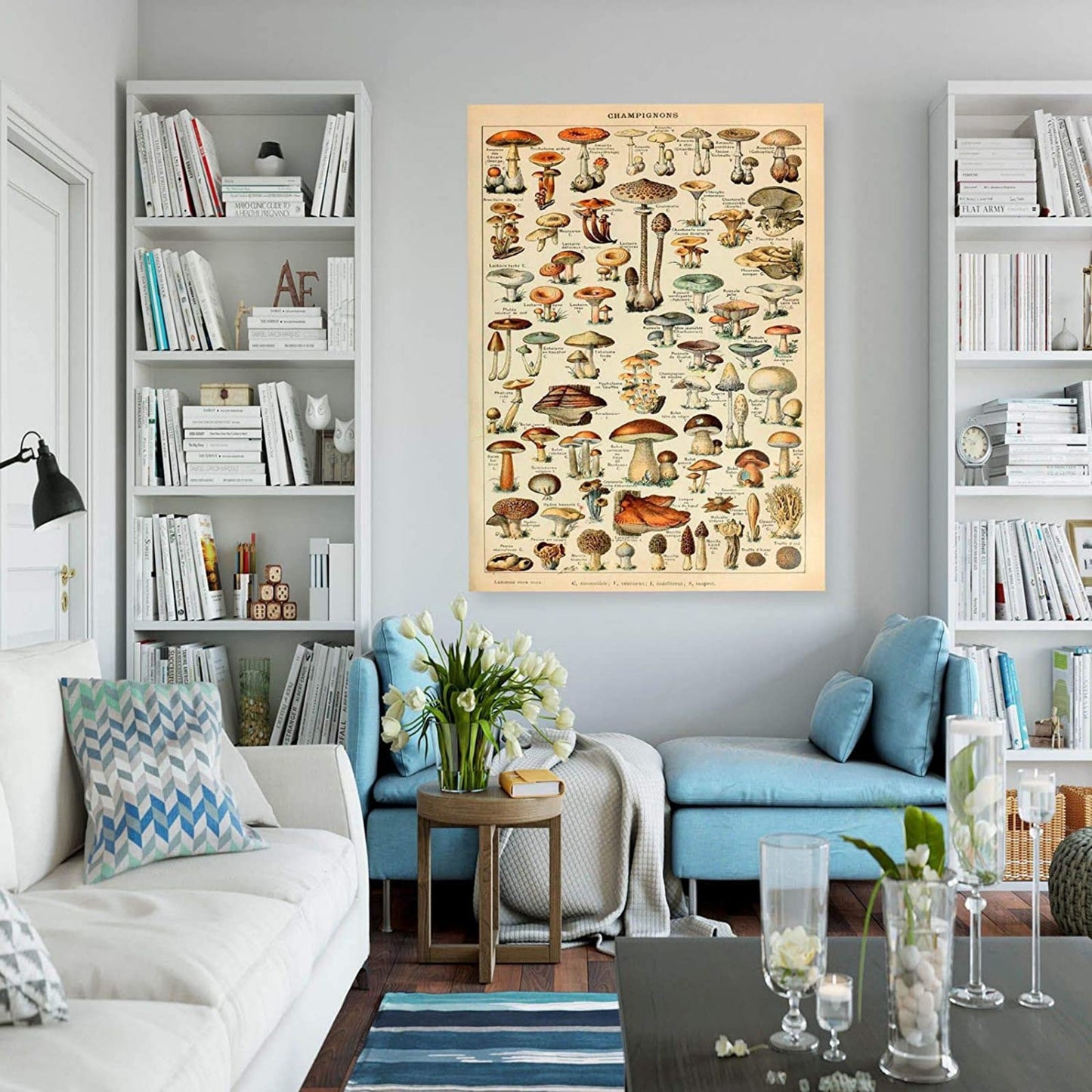 Mushroom Tapestry, Plant tapestry, Botanical Vintage Tapestry , Herbs Tapestry, Champignons Chart Poster, Tapestries for Kitchen Bedroom