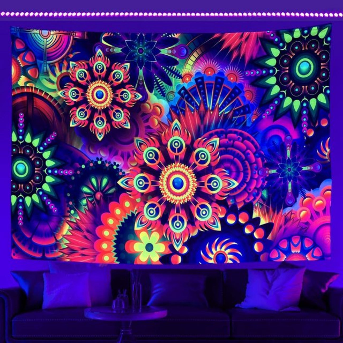 Psychedelic Tapestry, Fluorescent Tapestries, UV Reactive Tapestry Wall Hanging, Aesthetic Trippy Tapestry, Abstract Wall Art for Room, Dorm