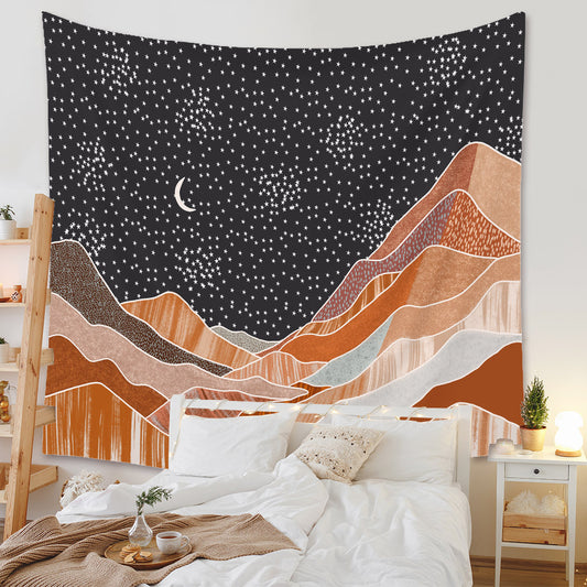 Mountain Moon Wall Hanging Nature Landscape Tapestry, Luna Tapestries, Celestial Wall Décor, Witchy Mystical Room Decor for Bedroom Home