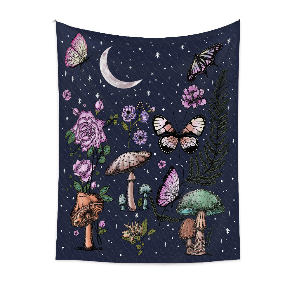 Moon Tapestry, Mushroom Wall Hanging, Witch Wall Art Witchcraft Witchy Décor, Botanical Black Dark Tarot Tapestries For Dorm, Bedroom