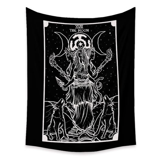Moon Goddess Hecate Tapestry, Tarot Card Wall Hanging, Black and White  Decor ,Psychedelic Witchcraft Mandala Witchy Tapestries For Dorm