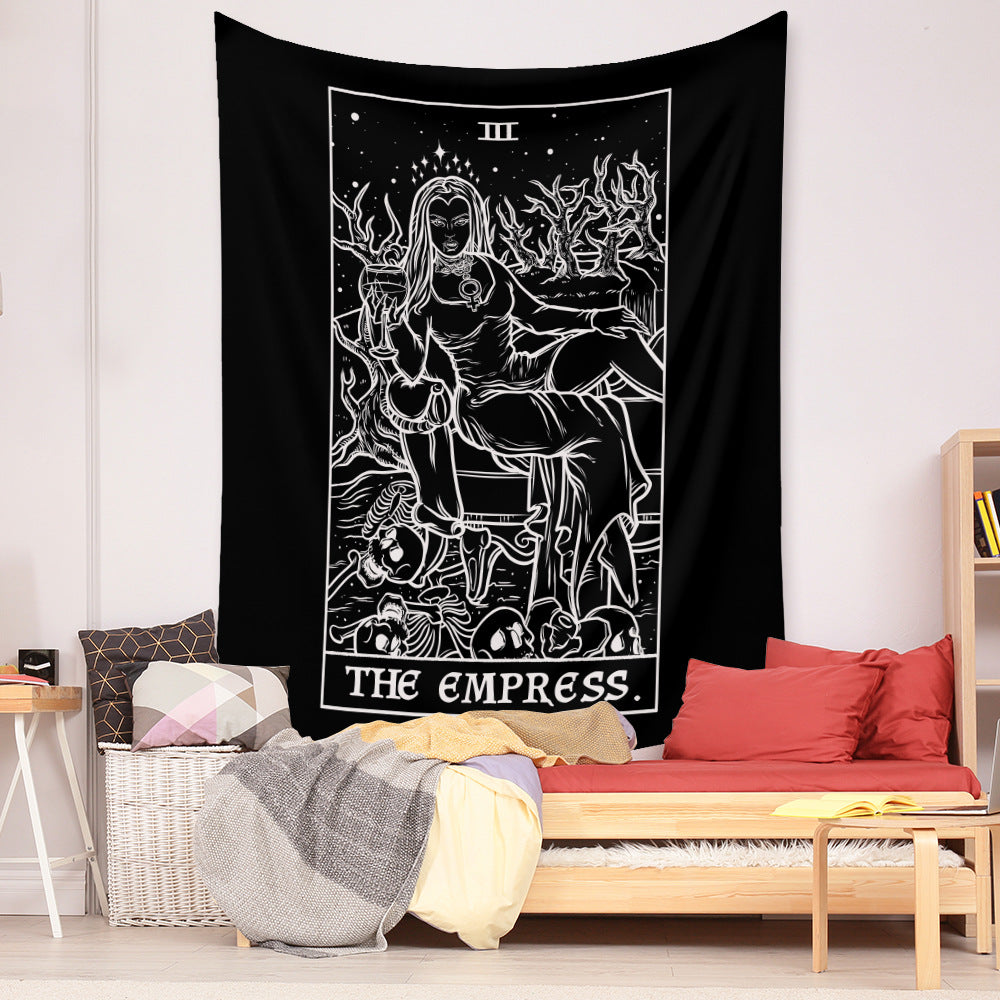 The Empress Goddess Tapestry, Tarot Card Wall Hanging, Black and White Decor ,Psychedelic Witchcraft Mandala Witchy Tapestries For Dorm