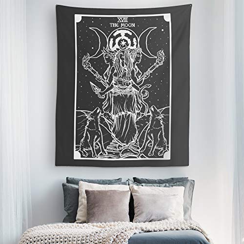 Moon Goddess Hecate Tapestry, Tarot Card Wall Hanging, Black and White  Decor ,Psychedelic Witchcraft Mandala Witchy Tapestries For Dorm