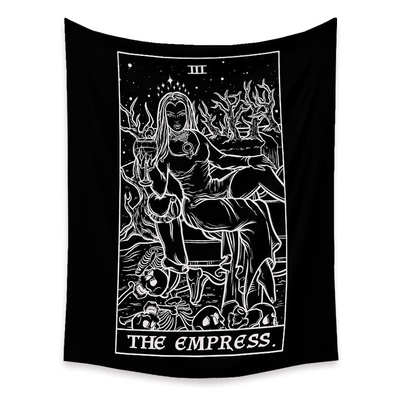 The Empress Goddess Tapestry, Tarot Card Wall Hanging, Black and White Decor ,Psychedelic Witchcraft Mandala Witchy Tapestries For Dorm