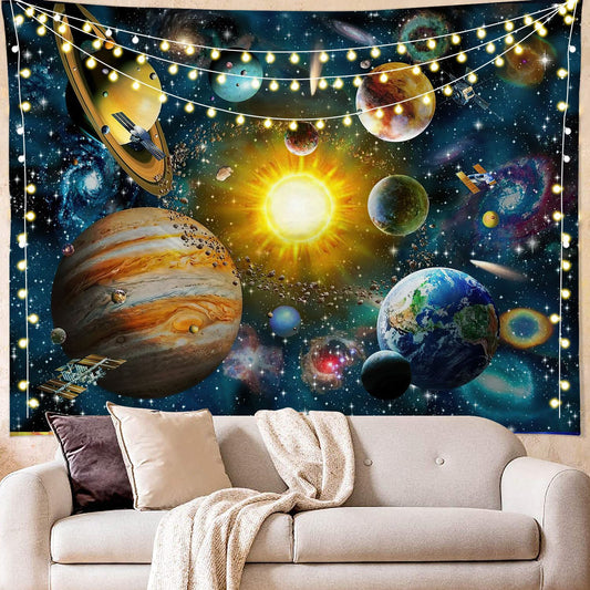 Planet Tapestry, Space Cosmic Tapestry,  Sun Wall Hanging ,Starry Stars Tapestry, Aesthetic, Colorful for Home Décor, Bedspread, Dorm, Room