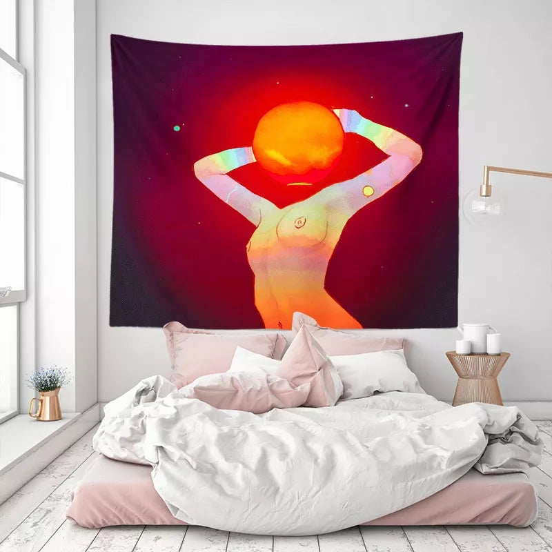 Nude Woman Tapestry, Abstract Art Wall Hanging , Female Body Tapestry, Large Tapestry , Spiritual Psychedelic Mandala, for Bedroom Décor