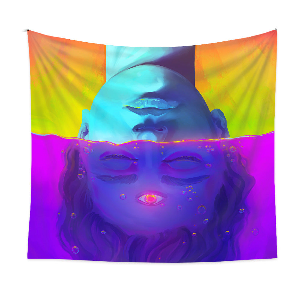 Meditation Tapestry, Abstract  Wall Hanging , Head in Water Tapestry,  Third Eye Tapestry ,  Psychedelic  Mandala, for Bedroom Décor, Dorm