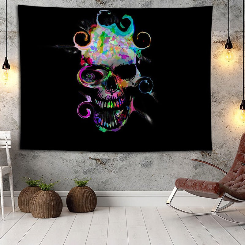 Fluorescent Tapestry , Skull  Tapestry, Skeleton Wall Hanging,  Gothic  Scary Trippy  Horror Tapestries Poster Art  for  Home Dorm Décor