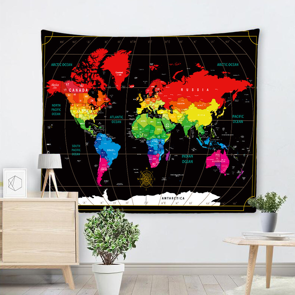 Fluorescent Tapestry , World Map Wall Art,  Neon Wall Hanging,  Decoration Tapestries Large Poster Art  for  Kids Room,  Dorm Office, Room
