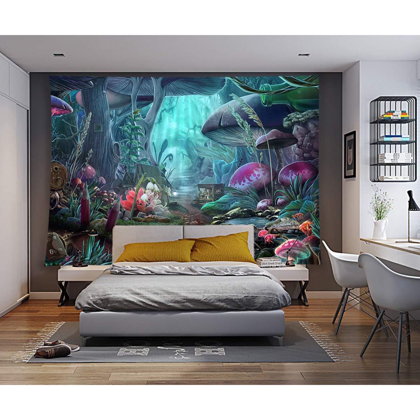 Mushroom Tapestry , Magic Forest Tapestries , Fairy Tale Jungle Wall Hanging, Trippy Wall Art, Psychedelic Poster for Living Room, Bedroom