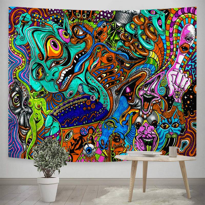 Psychedelic Tapestry ,Trippy Tapestry, Magical Fractal Wall Hanging, Abstract Wall Art, Hippie Wall Tapestry Mandala , for Room, Dorm