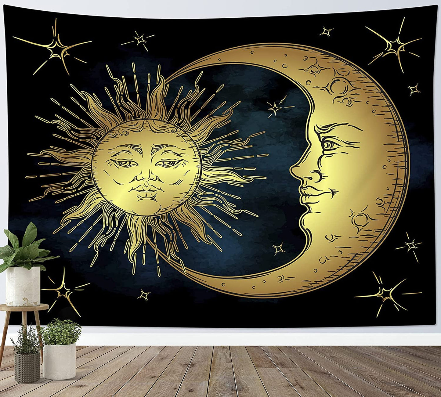 Moon And Sun Tapestry, Psychedelic Wall Hanging, Myth Astrology Art Print, Tarot Cloth, Occult Tapestries For Bedroom Living Room Dorm