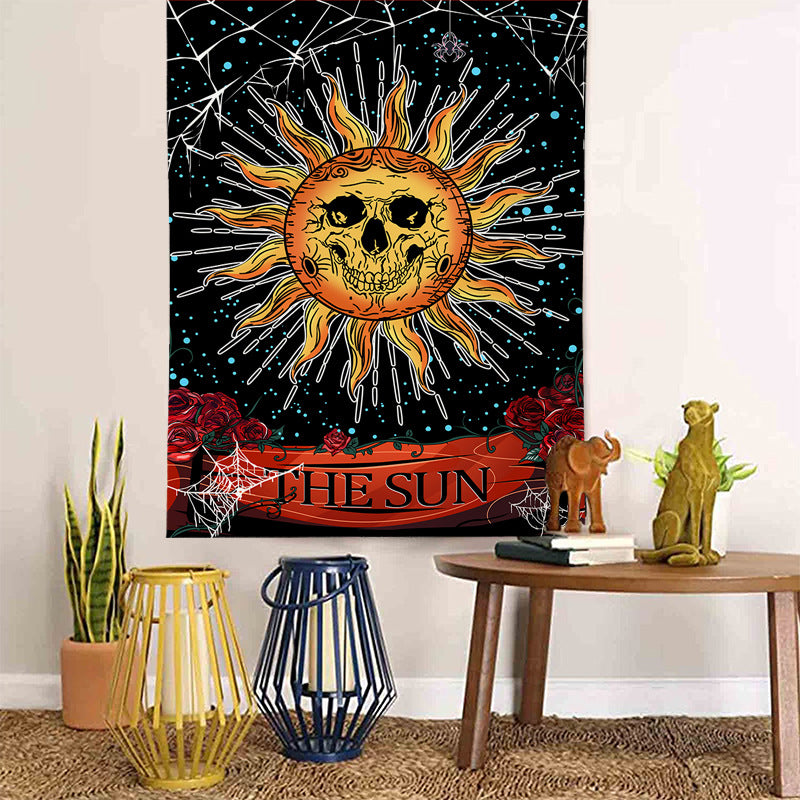 The Sun Tapestry, Tarot Card Wall Hanging, Psychedelic Spider Insect Tapestries ,Trippy Celestial Tapestry, Hippie Black Tapestry Bedroom