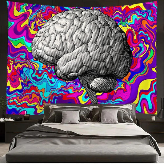 Psychedelic Brain Tapestry, Brain Art , Abstract  Wall Hanging, for Living Room Bedroom Dorm Home Decor