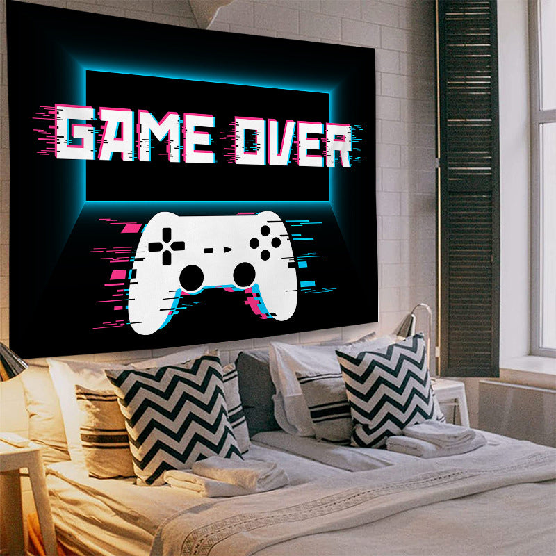 Game Over Tapestry, Game Wall Hanging , Game Over Backdrop , Gaming  Wall Tapestry ,  Cool Gaming  Mandala, for Gamer Room Décor, Kids