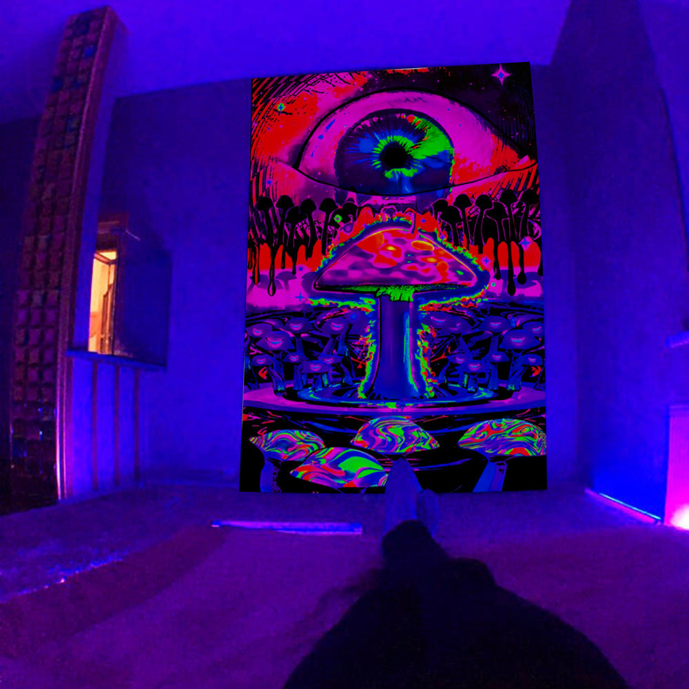 Ultraviolet Tapestry, Glowing Under Fluorescent Wall Hangings, Psychedelic Tapestry, Creative Gifts,Black Light Skull, UV Party Decor
