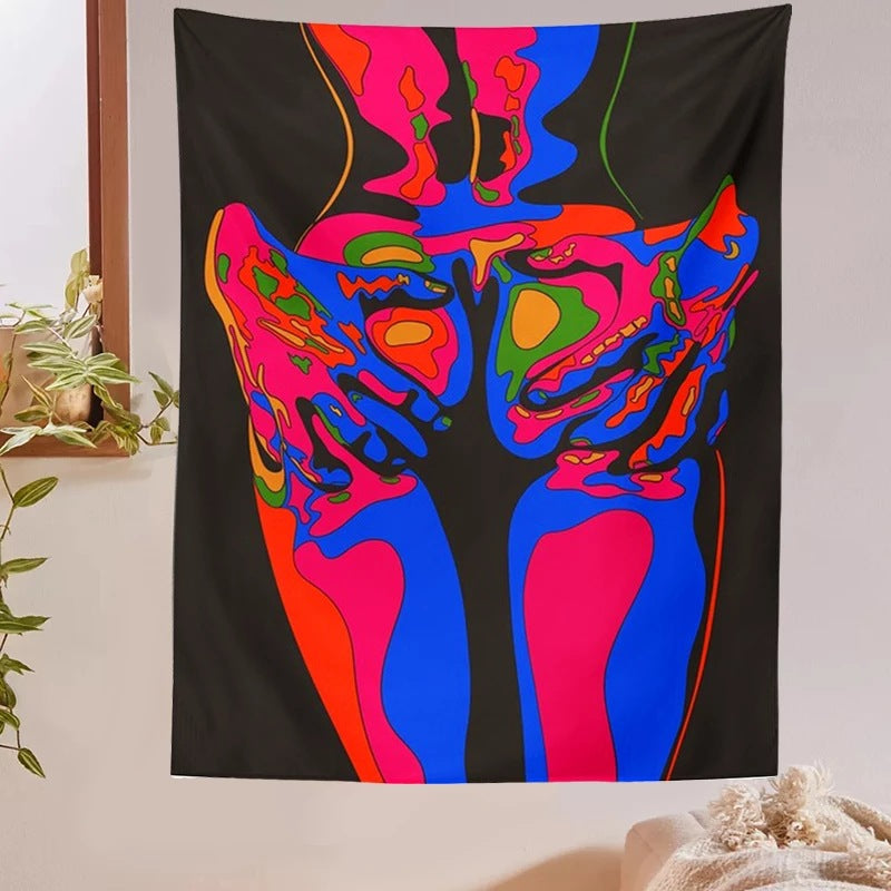 Psychedelic Tapestry, Sexy Nude Women Tapestry ,Aesthetic Wall Hanging  ,Colorful Trippy Cloth, Hippie ,Modern Wall Art for Bedroom, Room