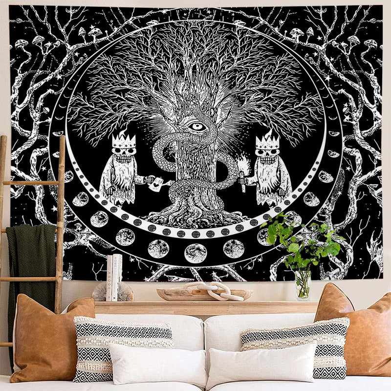 Tree of Life Tapestry ,Black and White, Skeleton Tapestry, Skull Tapestries ,Snake Tapestry ,Moon Phase Tapestry ,Wall Hanging for Room