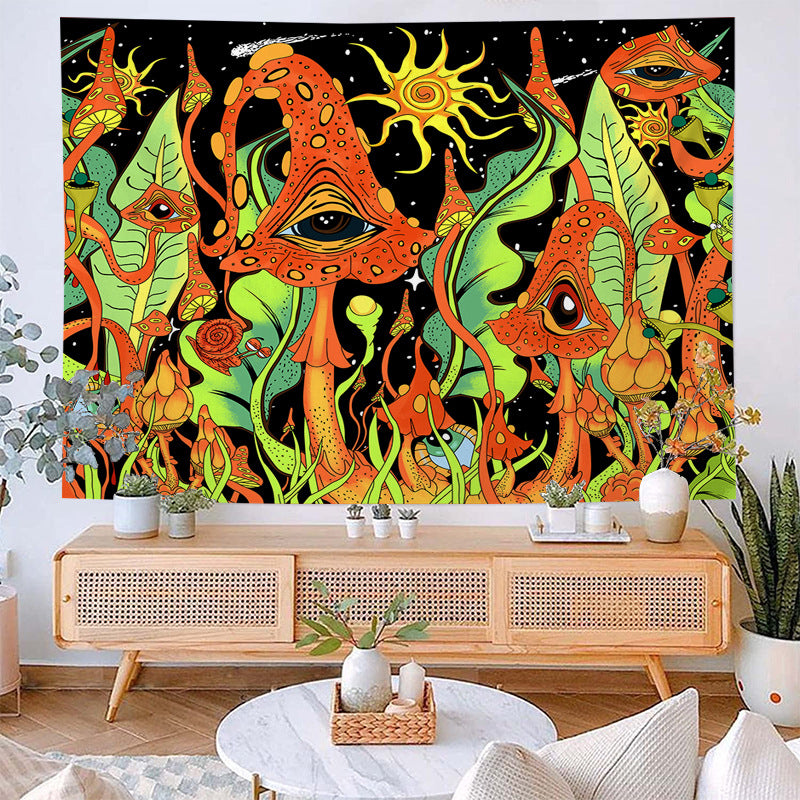 Psychedelic Mushroom Tapestry Eyes Tapestry , Trippy Colorful Night Sky Tapestries, Abstract Wall Hanging , Hippie Mandala, for Dorm