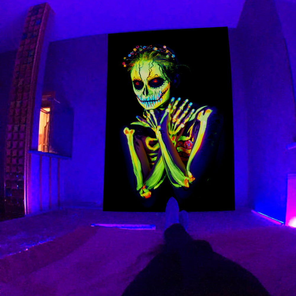 Ultraviolet Tapestry, Glowing Under Fluorescent Wall Hangings, Psychedelic Tapestry, Creative Gifts,Black Light Skull, UV Party Decor