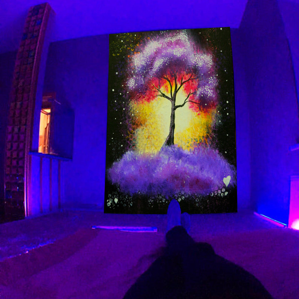 Ultraviolet Tapestry, Glowing Under Fluorescent Wall Hangings, Psychedelic Tapestry, Creative Gifts,Black Light Skull, UV Party Decor