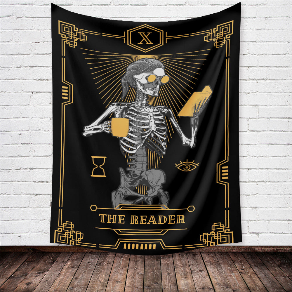 Skull Tapestry ,The Kissing Lovers Tapestry , Black Witchcraft Wall Hanging, Tarot Card Tapestry, Human Skeleton Tapestries for Living Room