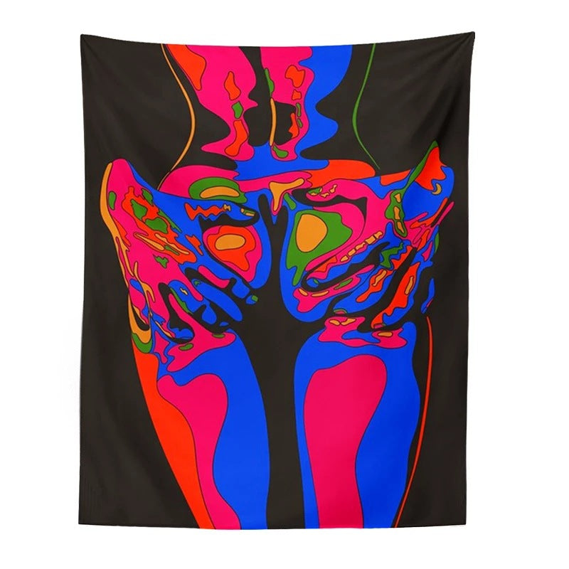 Psychedelic Tapestry, Sexy Nude Women Tapestry ,Aesthetic Wall Hanging  ,Colorful Trippy Cloth, Hippie ,Modern Wall Art for Bedroom, Room